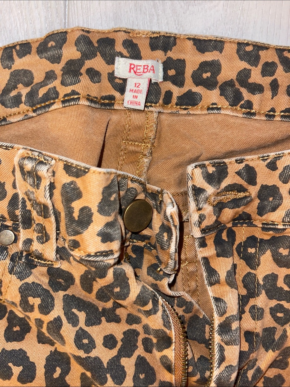 Reba Leopard Print Straight Leg Jeans - Brown and Black - Picture 4 of 6
